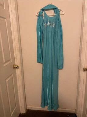 Beautiful turquoise color dress silk long dress